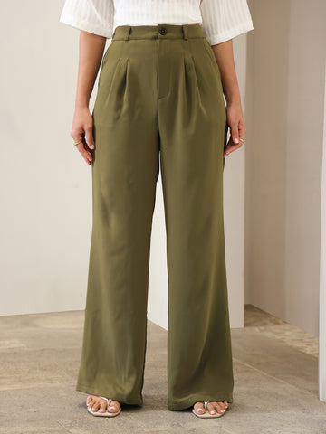 Front Pleated Wide Leg Pant