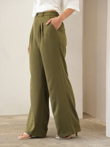 Front Pleated Wide Leg Pant