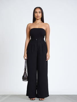 Front Pleated Wide Leg Pant