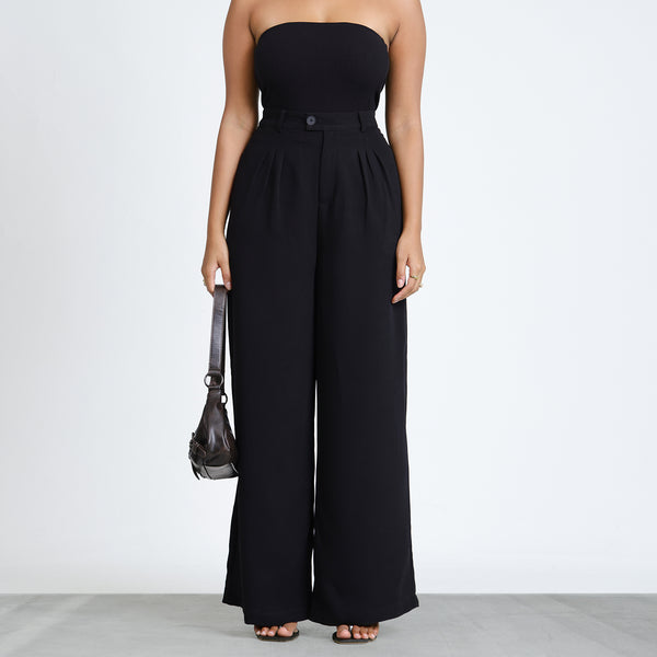 Front Pleated Wide Leg Pant