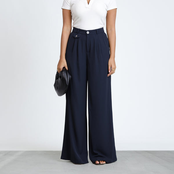 Straight Leg Front Pleated Pant