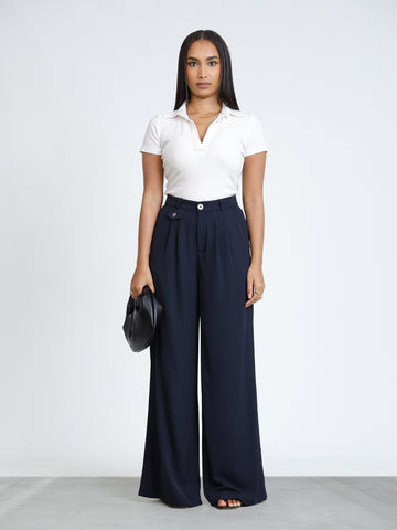 Straight Leg Front Pleated Pant