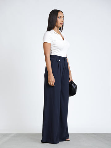 Straight Leg Front Pleated Pant