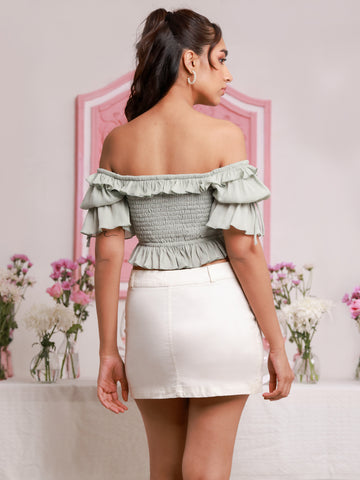 Frill Detailed Smocking Top