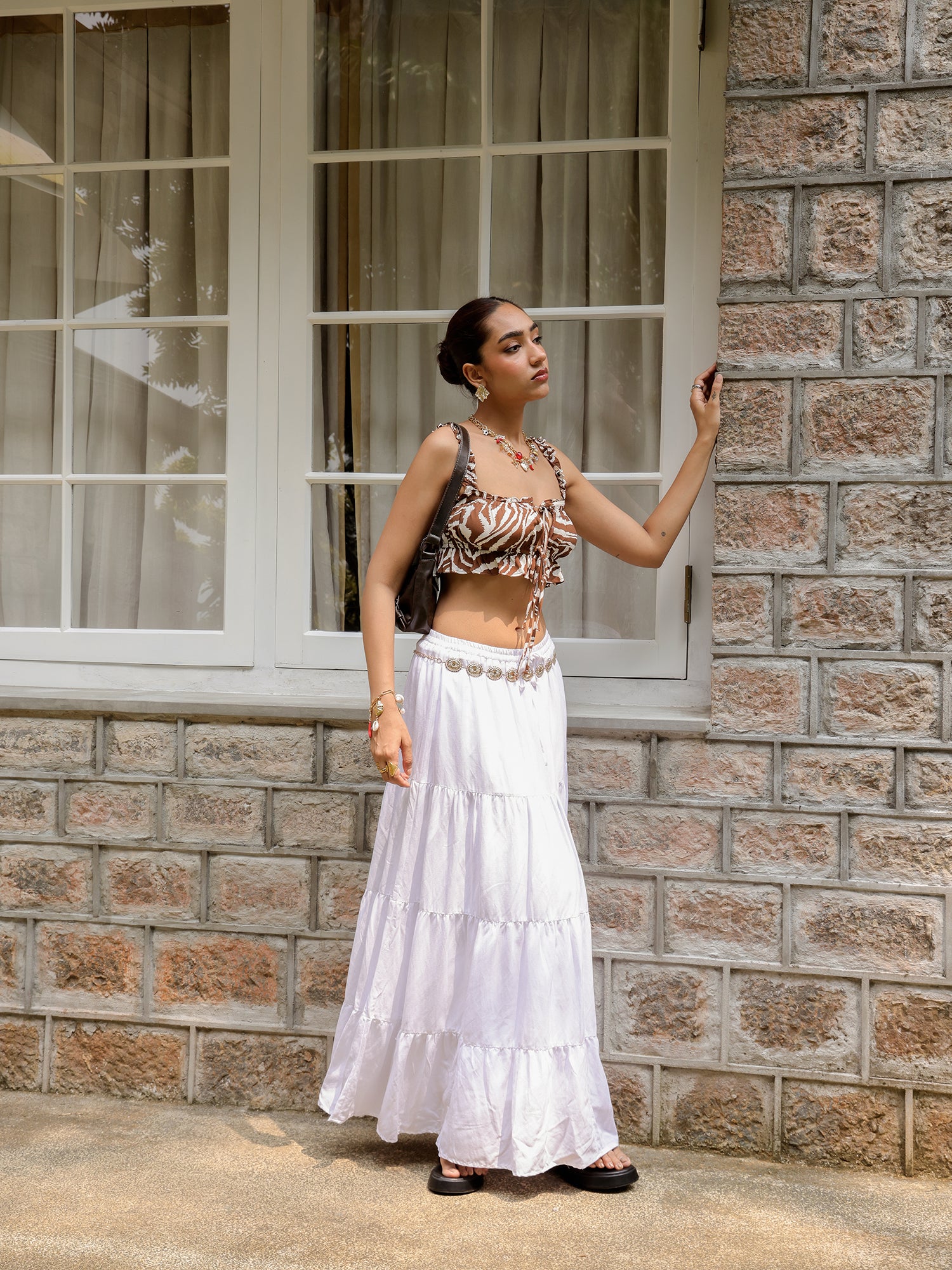 Elasticated Tiered Maxi Skirt