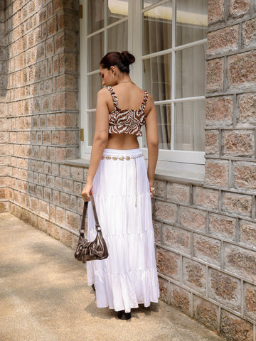 Elasticated Tiered Maxi Skirt