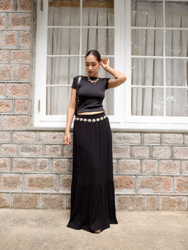 Elasticated tiered Maxi Skirt