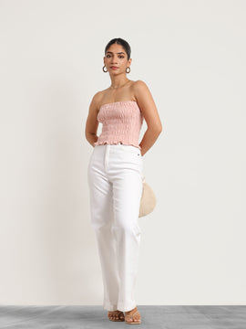 Smocked Linen Tube Top