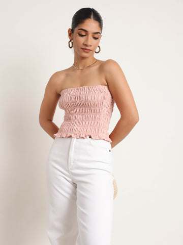 Smocked Linen Tube Top