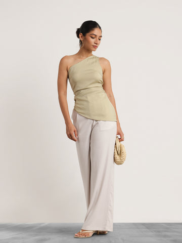 Side Ruched One Shoulder Top