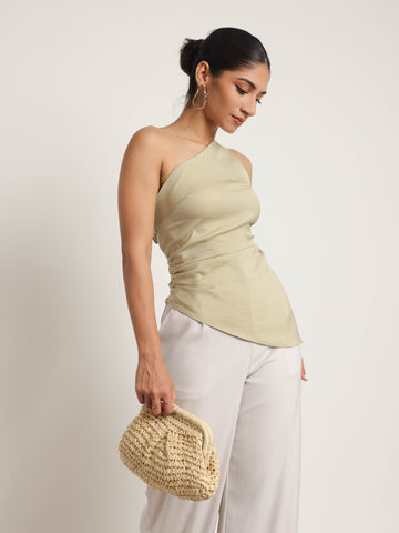 Side Ruched One Shoulder Top