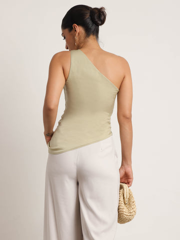 Side Ruched One Shoulder Top