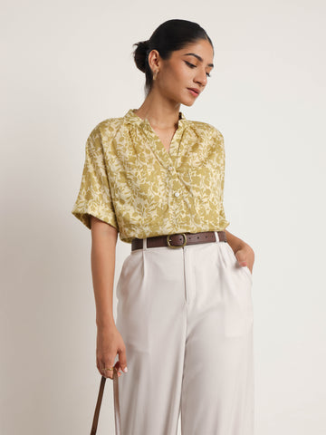 Double Pocket Detailed Button Down Oversized Top