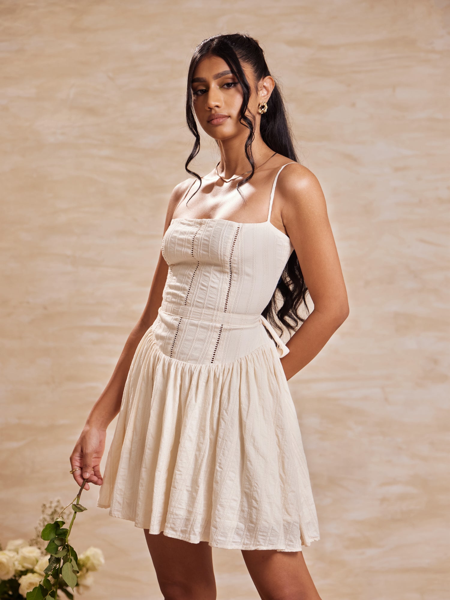 Ladder Lace Detailed Mini Dress