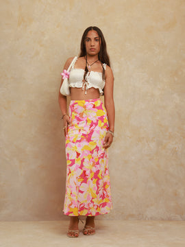 Floral Printed Bias Maxi Skirt