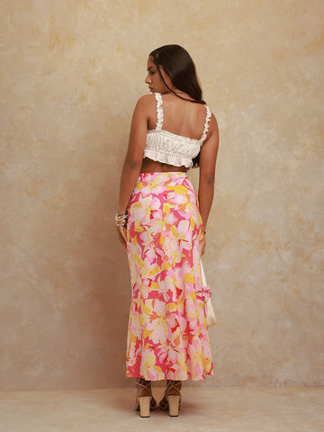 Floral Printed Bias Maxi Skirt