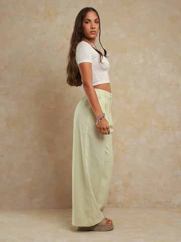 Back Elasticated Wide Leg Linen Pant