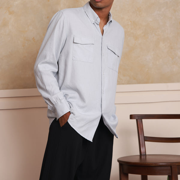 Double chest pocket detailed cotton shirt