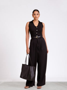 Front Pleated Loop Detailed Pant