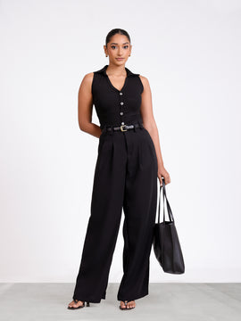 Front Pleated Loop Detailed Pant