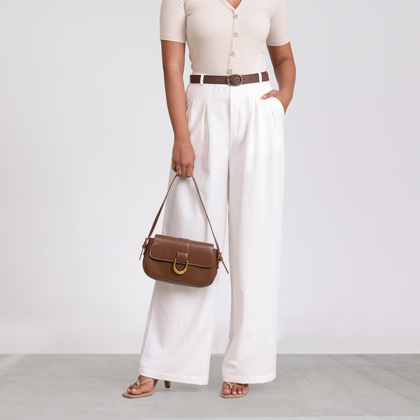 Front Pleated Low Waist Wide Leg Pant