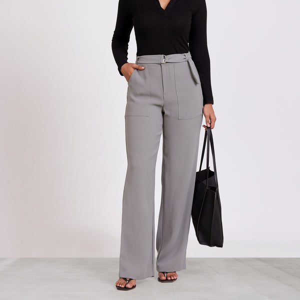 Belt Detailed Straight Leg Pant