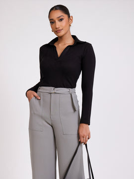 Belt Detailed Straight Leg Pant