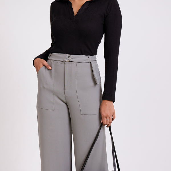 Belt Detailed Straight Leg Pant