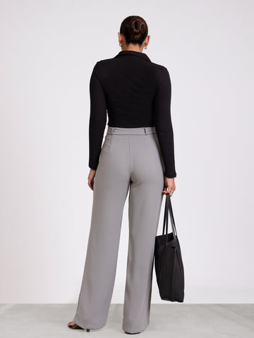 Belt Detailed Straight Leg Pant