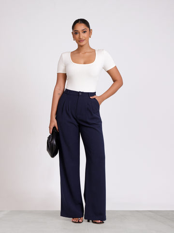 Back elasticated Front Pleated Pant