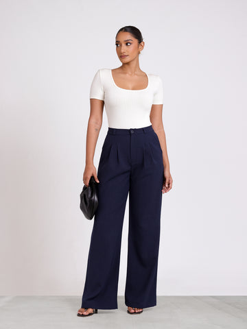 Back elasticated Front Pleated Pant