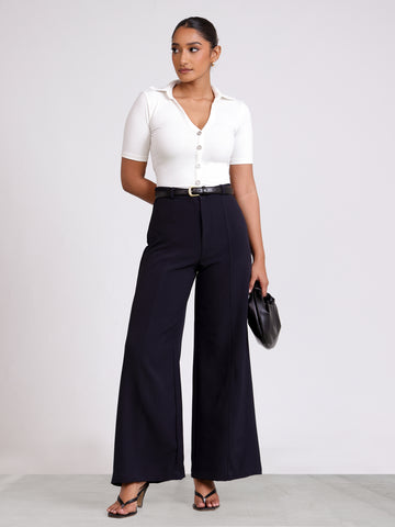 Seam Detailed Wide Leg Pant