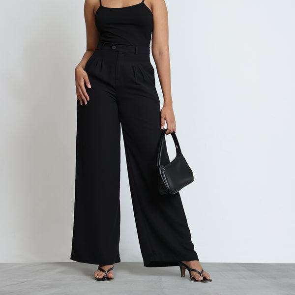 Front Pleated Wide Leg Pant