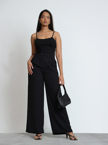 Front Pleated Wide Leg Pant