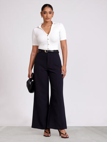 Seam Detailed Wide Leg Pant