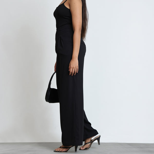 Front Pleated Wide Leg Pant