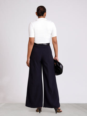 Seam Detailed Wide Leg Pant