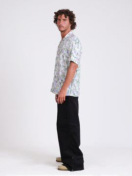 Abstract printed camp collar short sleeve shirt