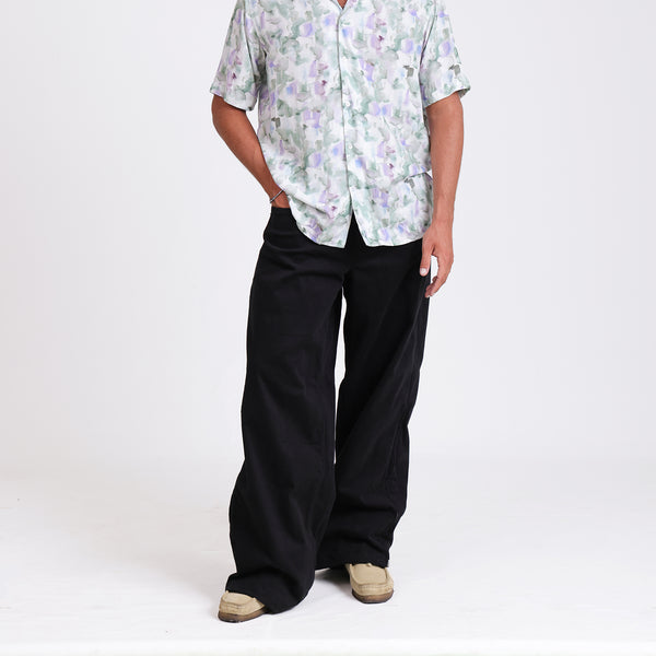 Abstract printed camp collar short sleeve shirt