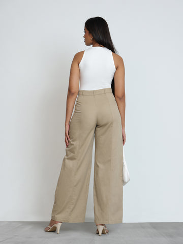 Seam Detailed Wide Leg Pant