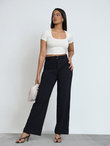 Ring Detailed Straight Leg Pant