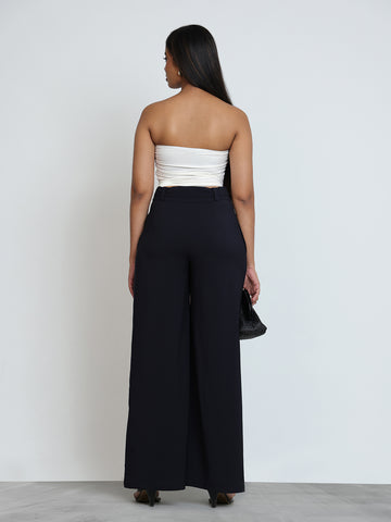 Buckle Detailed Wide Leg Pant