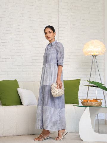 Button Down Tiered Maxi Dress