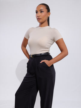 Sage High Neck Fitted Crop Top