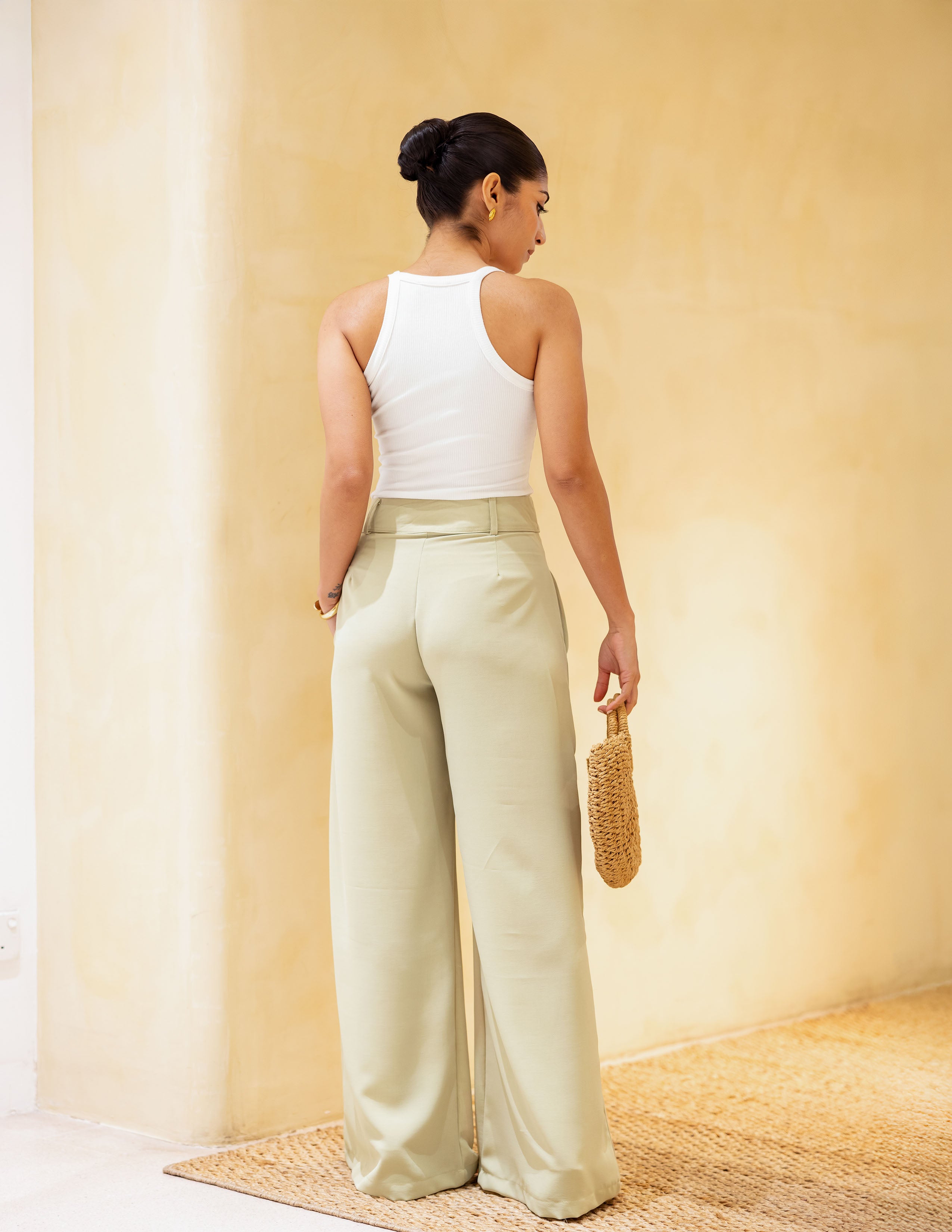 Pleat Detail Wide Leg Pant