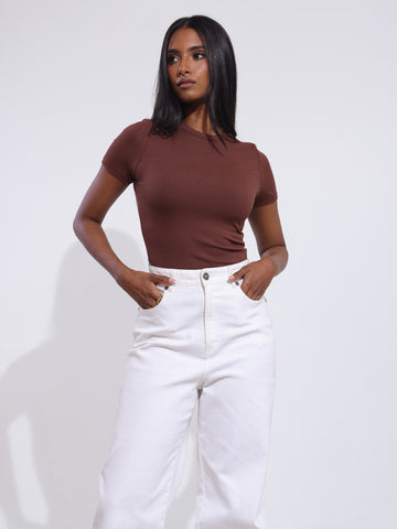 Sage High Neck Fitted Crop Top