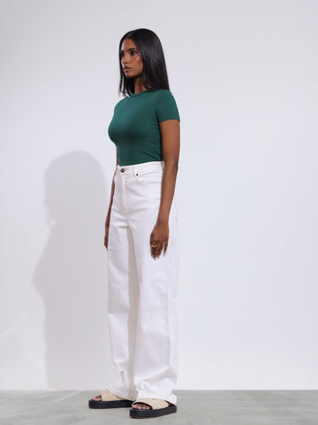 Sage High Neck Fitted Crop Top