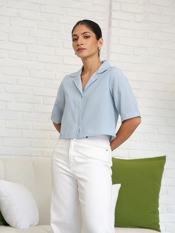 Button Down Cropped Shirt