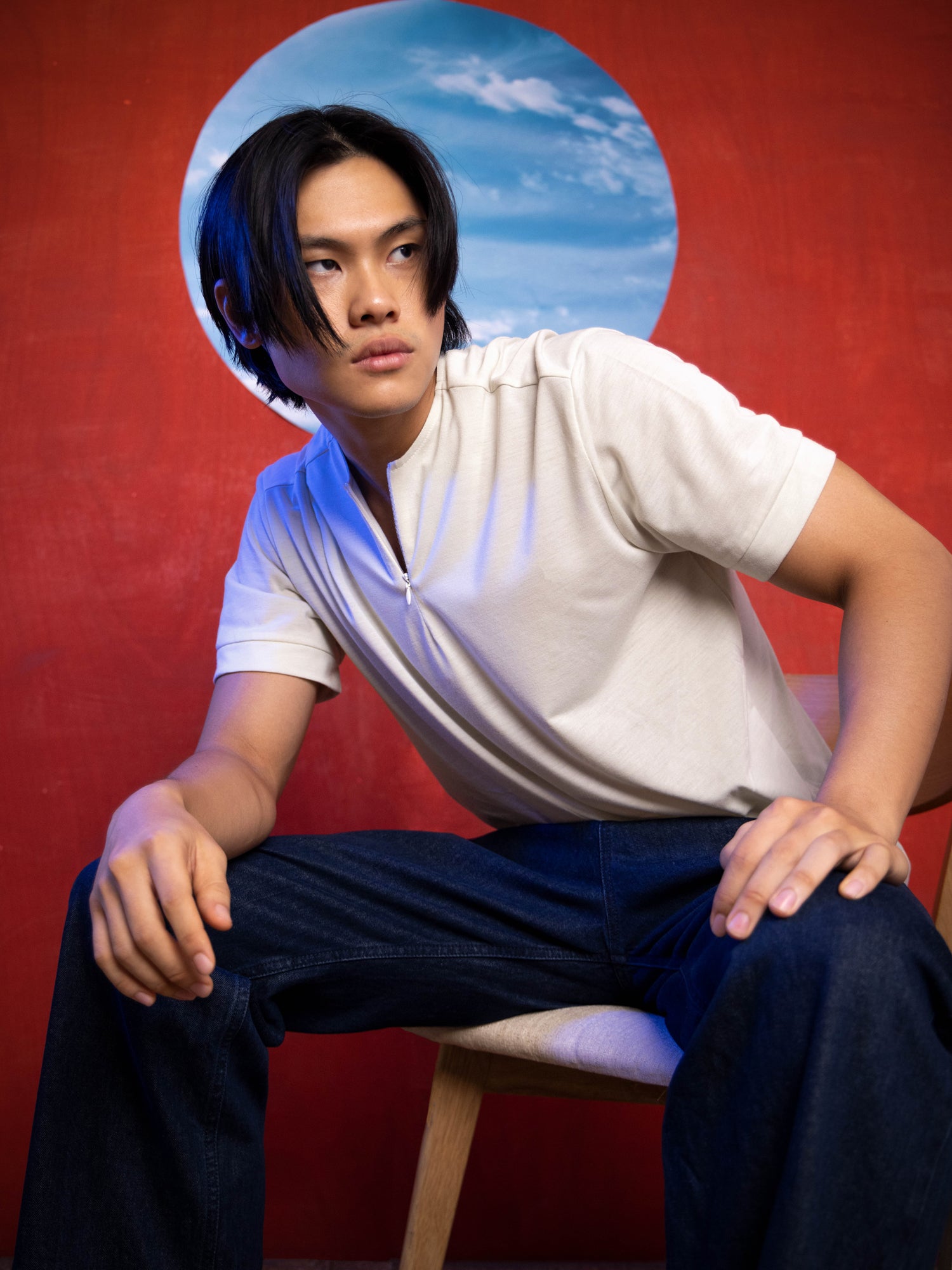 Invisible zipper detailed cotton shirt