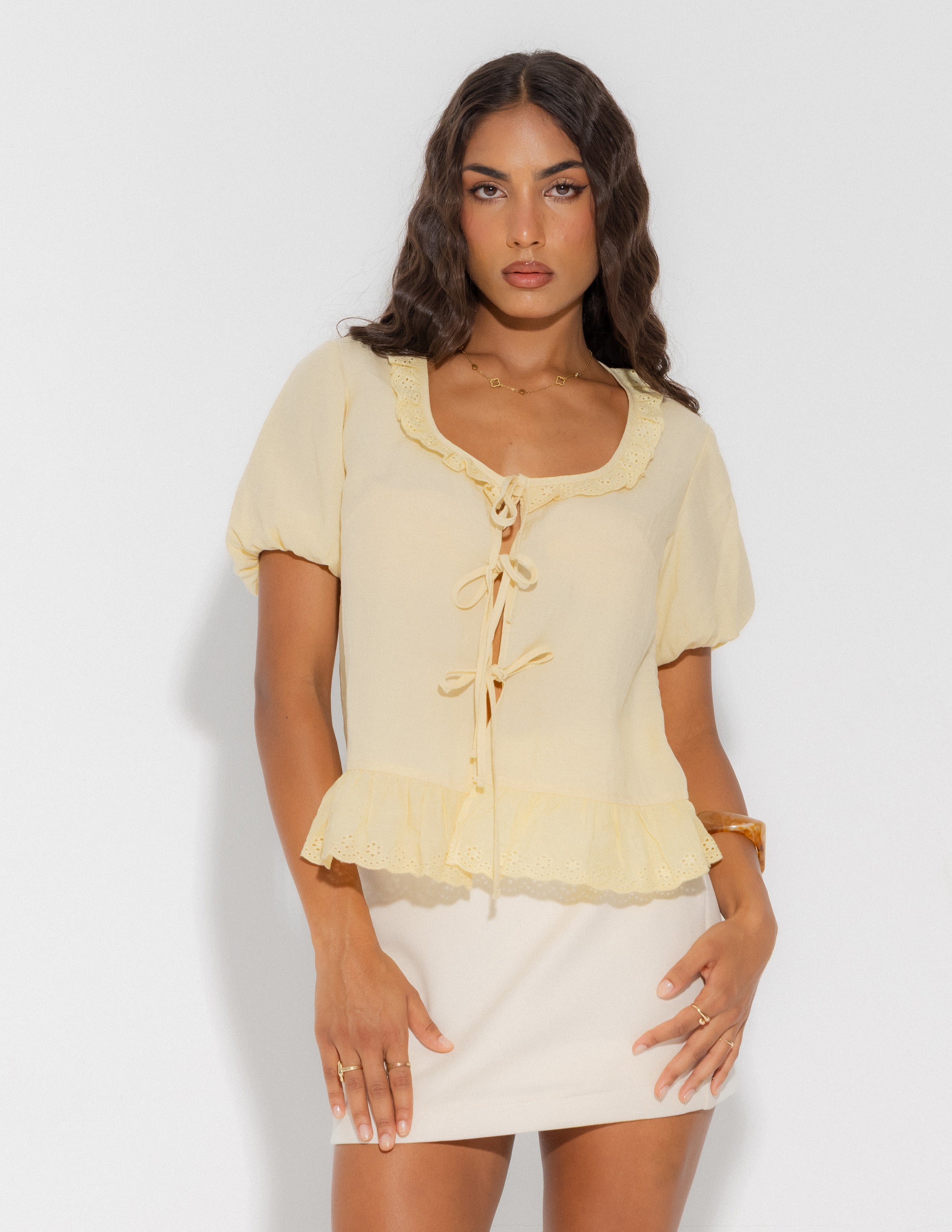 Lace Detail Front Tieup Top